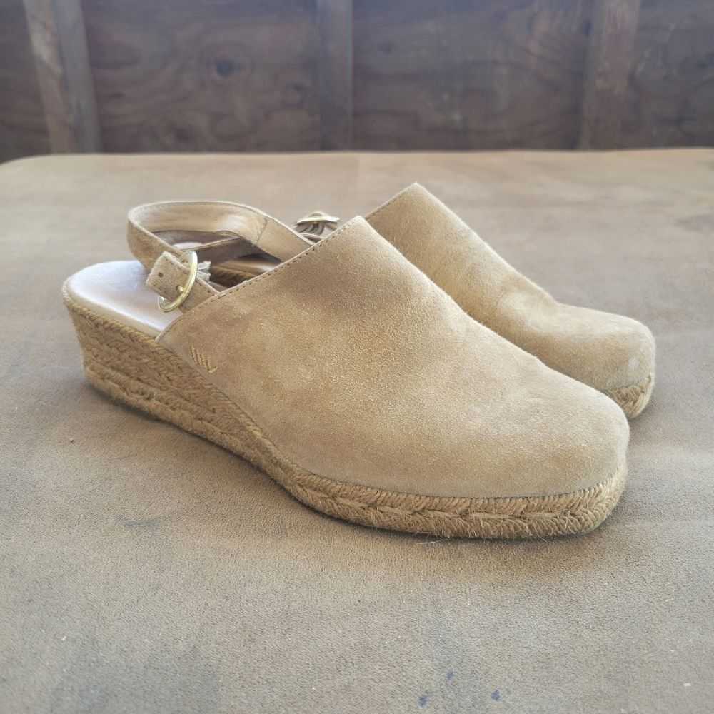 Viscata Barcelona espadrilles tan platform heel slip on shoes womens size EU 40